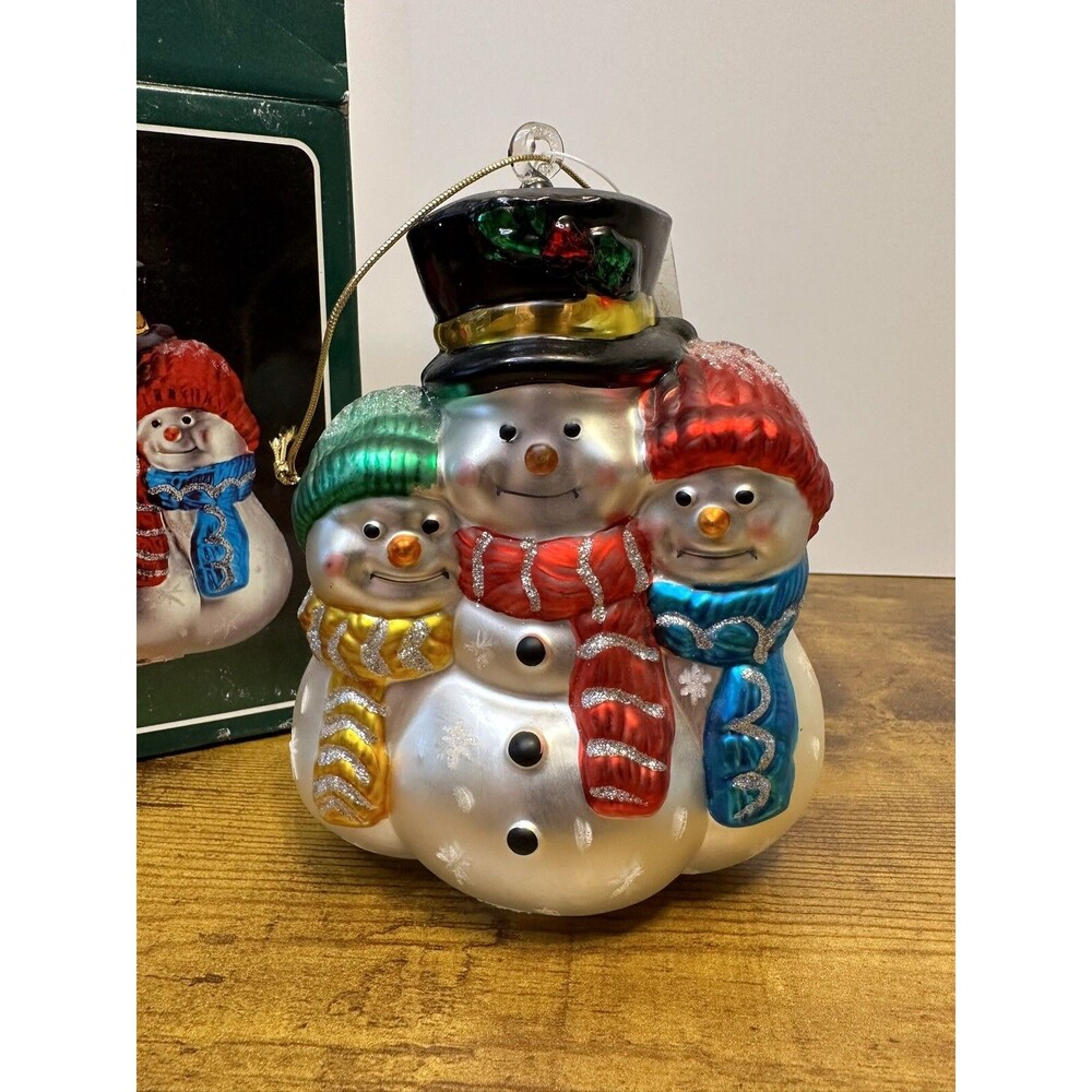 Mercury Glass Snowmen Figurine 5.5" Vintage